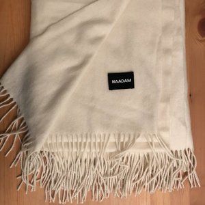 NAADAM Cashmere White Fringed Scarf Shawl Wrap
